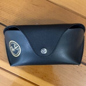 Ray-Ban Black Leather Case with Gold Logo